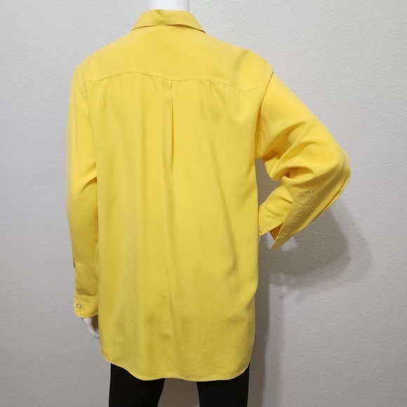 Diane Von Furstenberg Yellow Silk Button Down Tunic Top Size M - Picture 8 of 13